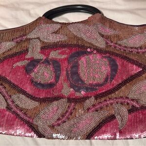 Vintage Jamin Puech Sequin Embellished Pink and Brown Women's Bag